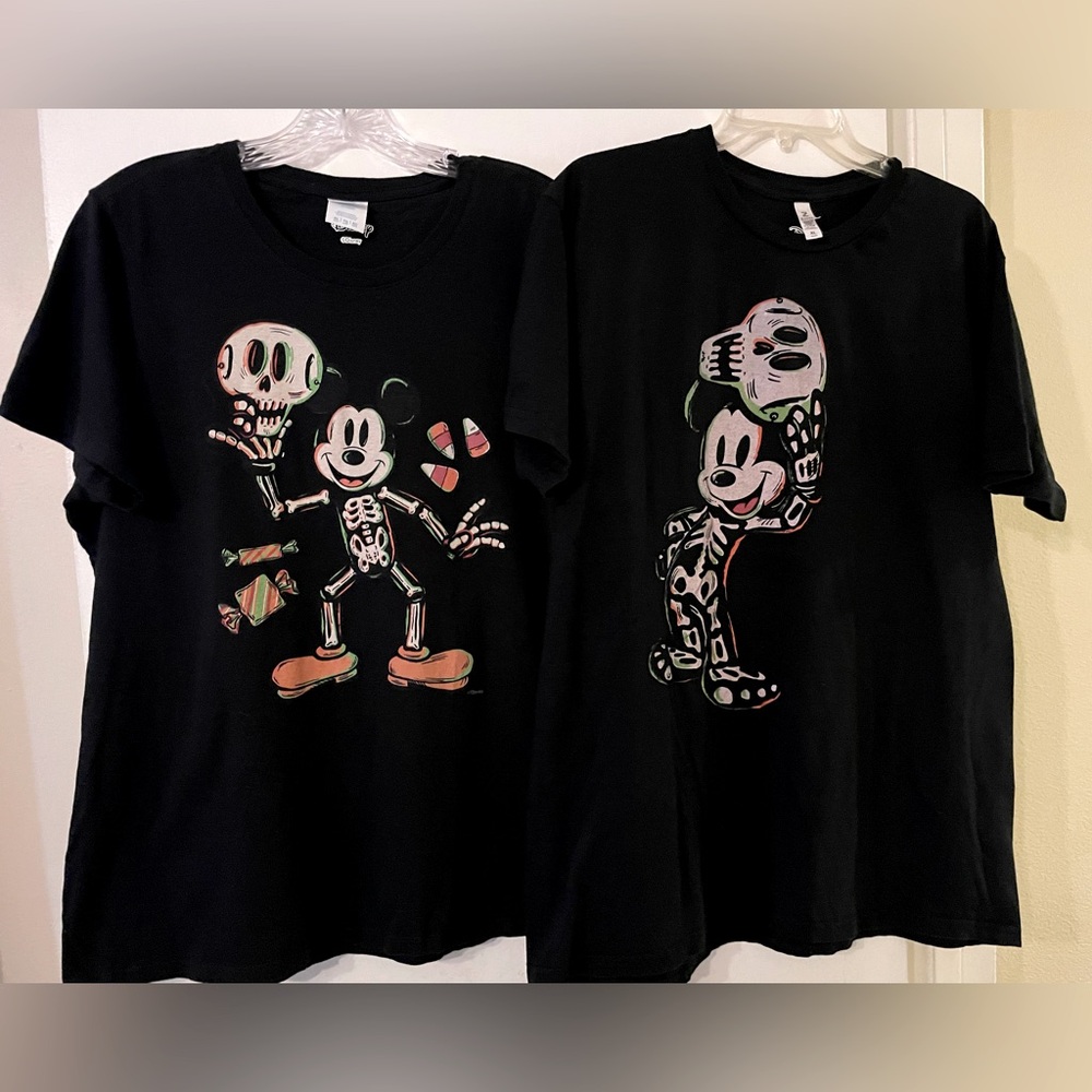 Disney Mickey Skeleton Halloween Candy/Skull T-Shirts SZ XL